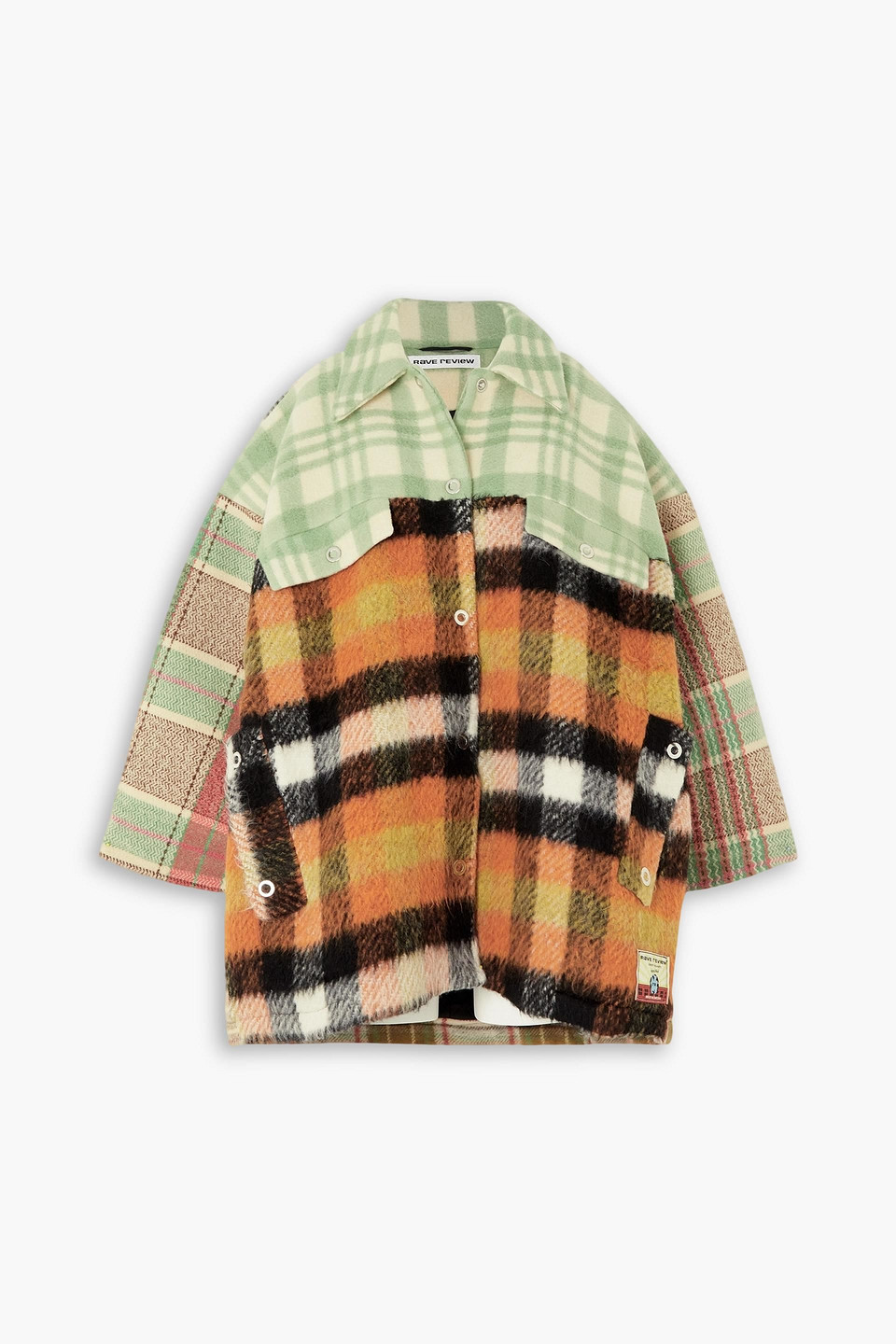 Rave Review Dottie Oversized Checked Brushed Felt Jacket In Orange
