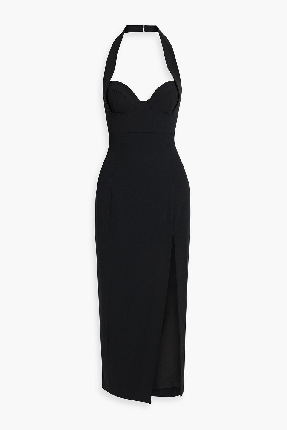 Nicholas Nabin Woven Halterneck Midi Dress In Black