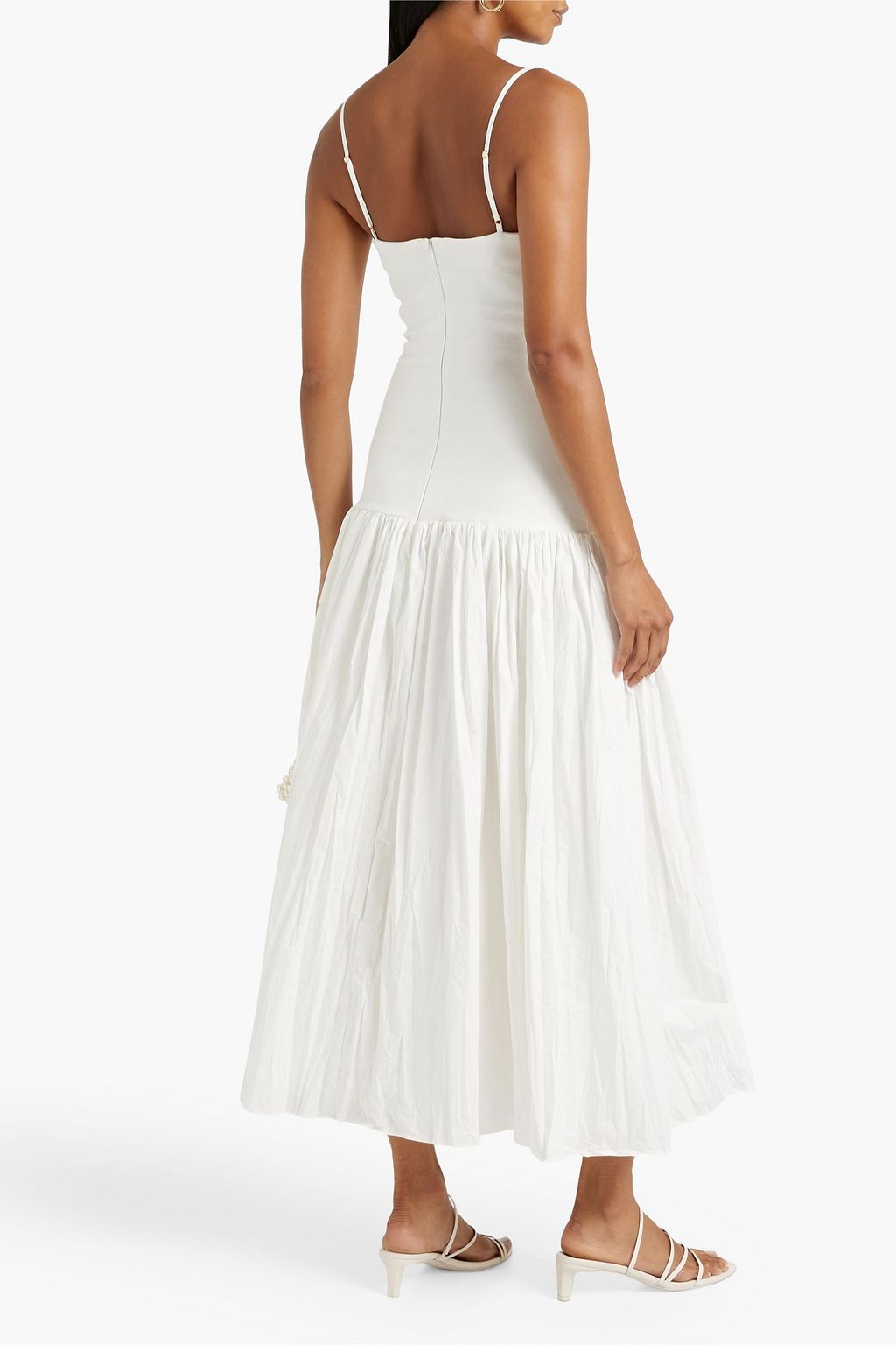 NICHOLAS Stretch-knit paneled cotton-poplin maxi dress