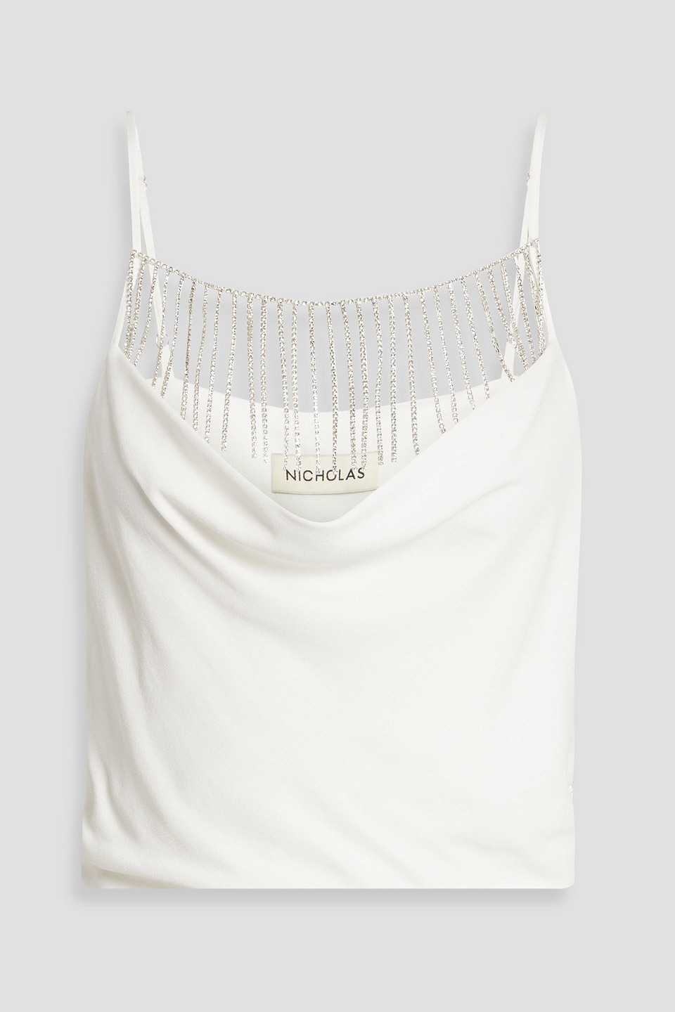 Nicholas Kore Cropped Embellished Crepe Camisole In Ivory