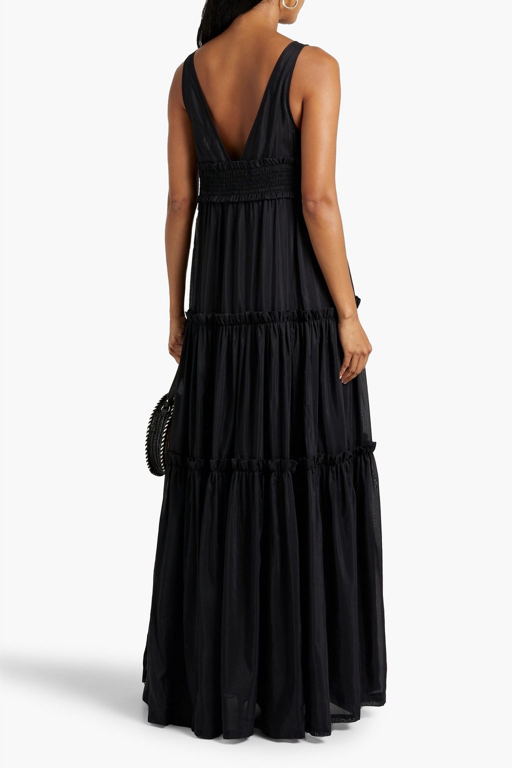 NICHOLAS Shirred cotton and silk-blend voile maxi dress