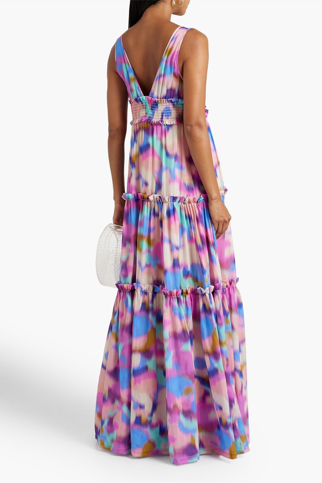 NICHOLAS Shirred cotton and silk-blend voile maxi dress