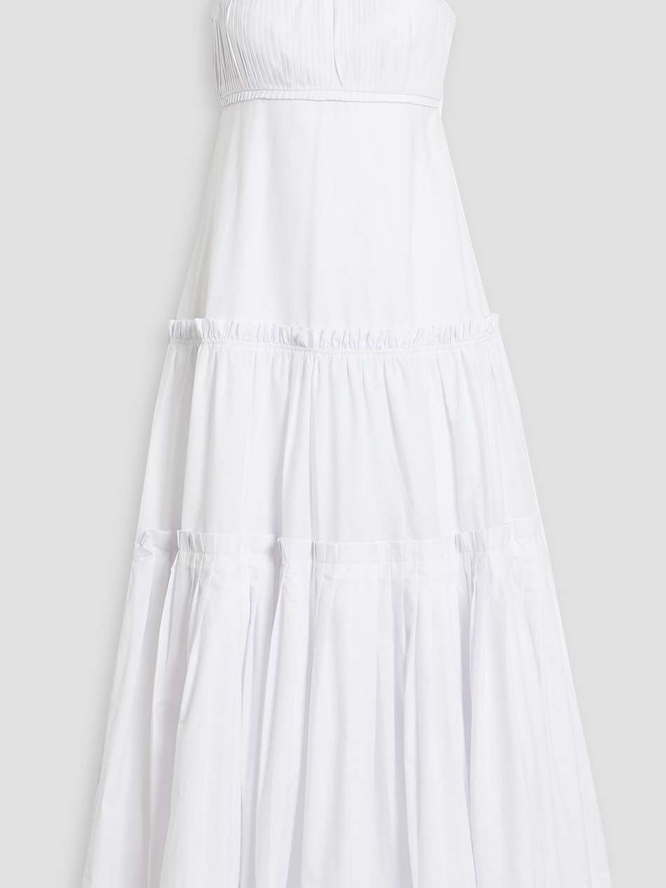 novi tiered pleated cotton-poplin maxi dress