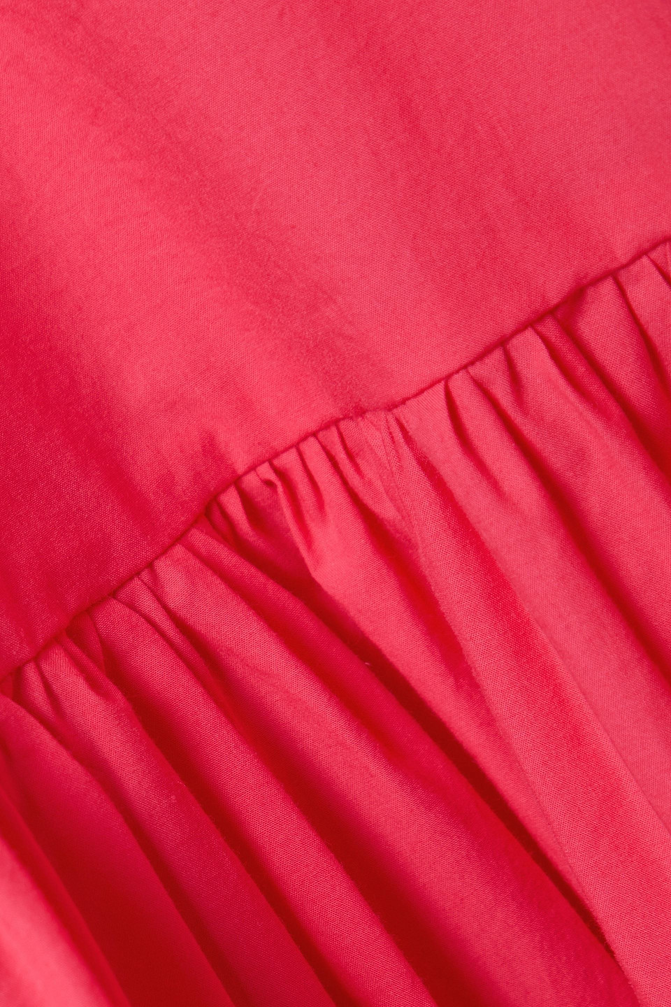 The Frankie Shop Gathered Cotton-poplin Midi Dress In Papaya