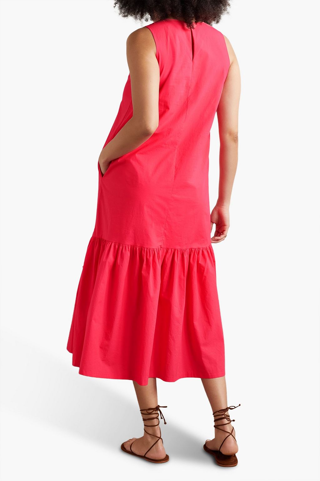 THE FRANKIE SHOP Midikleid aus Baumwollpopeline mit Raffung