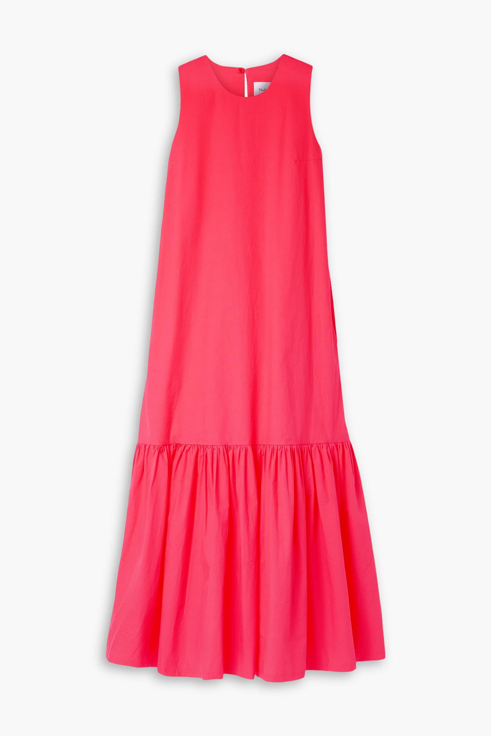 The Frankie Shop Gathered Cotton-poplin Midi Dress In Papaya