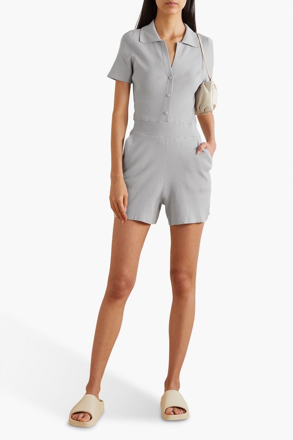 LIVE THE PROCESS Astrid ribbed stretch-knit playsuit