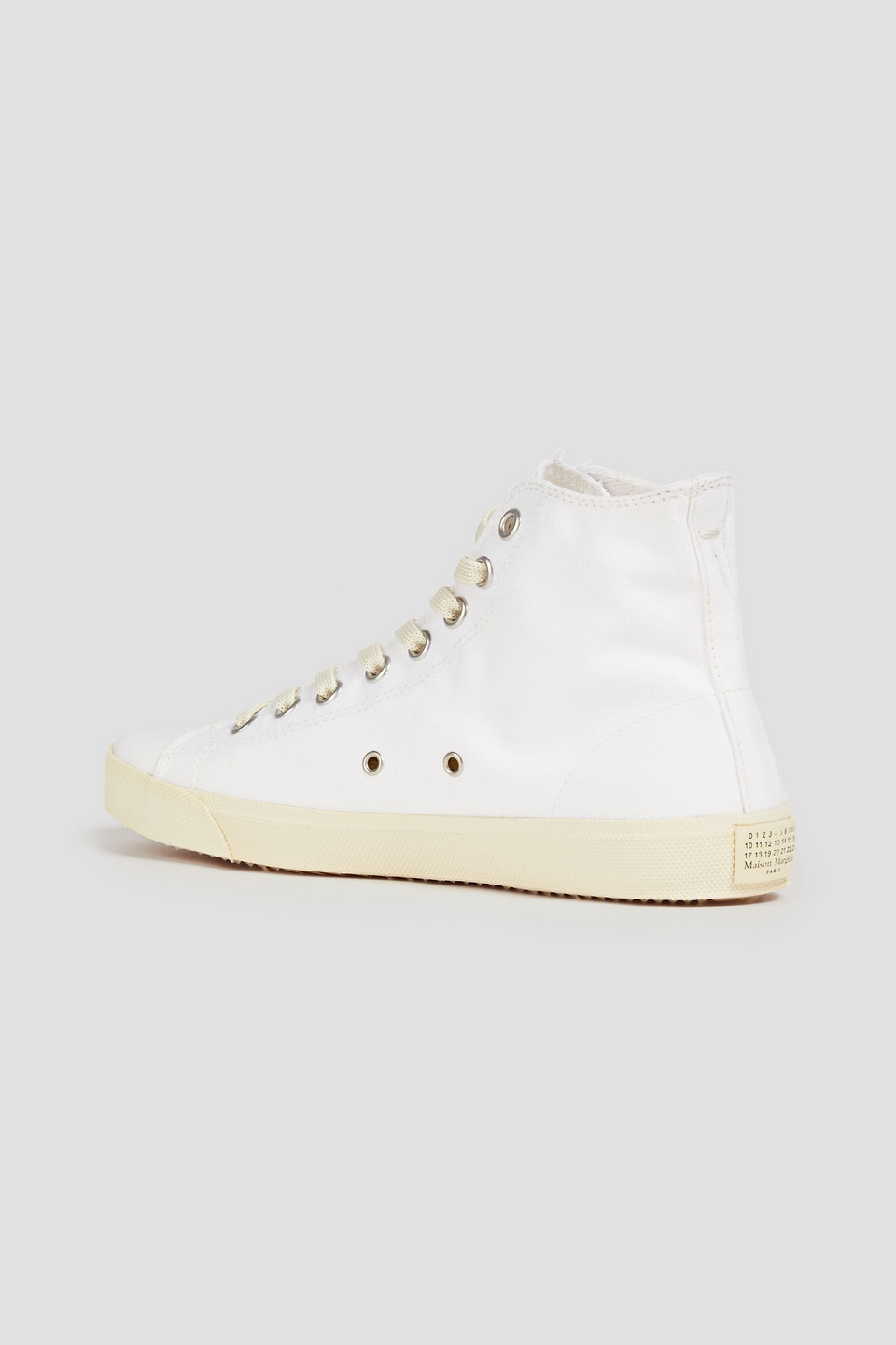 MAISON MARGIELA TABI SPLIT-TOE LOGO-PRINT CANVAS HIGH-TOP SNEAKERS