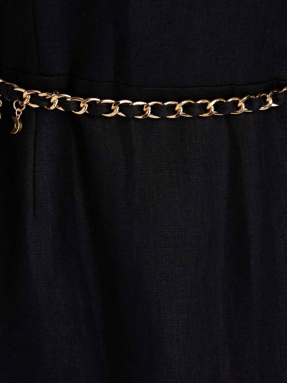 belted linen and ramie midi dress