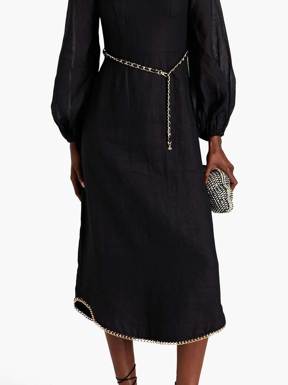 belted linen and ramie midi dress