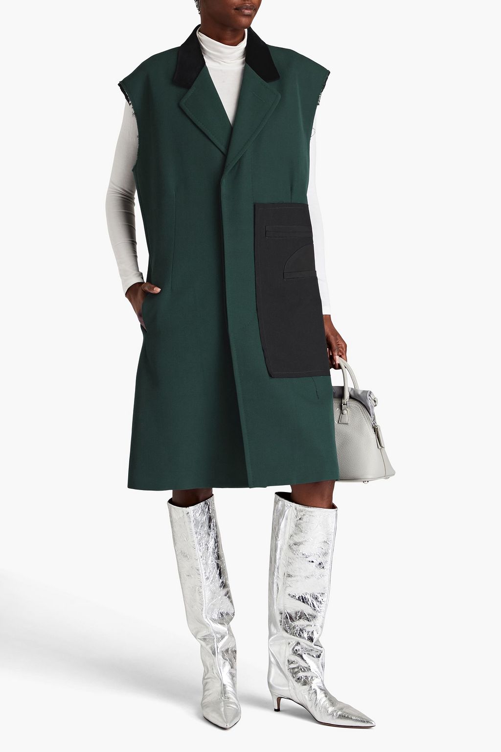 MAISON MARGIELA Satin-trimmed twill and velvet blazer