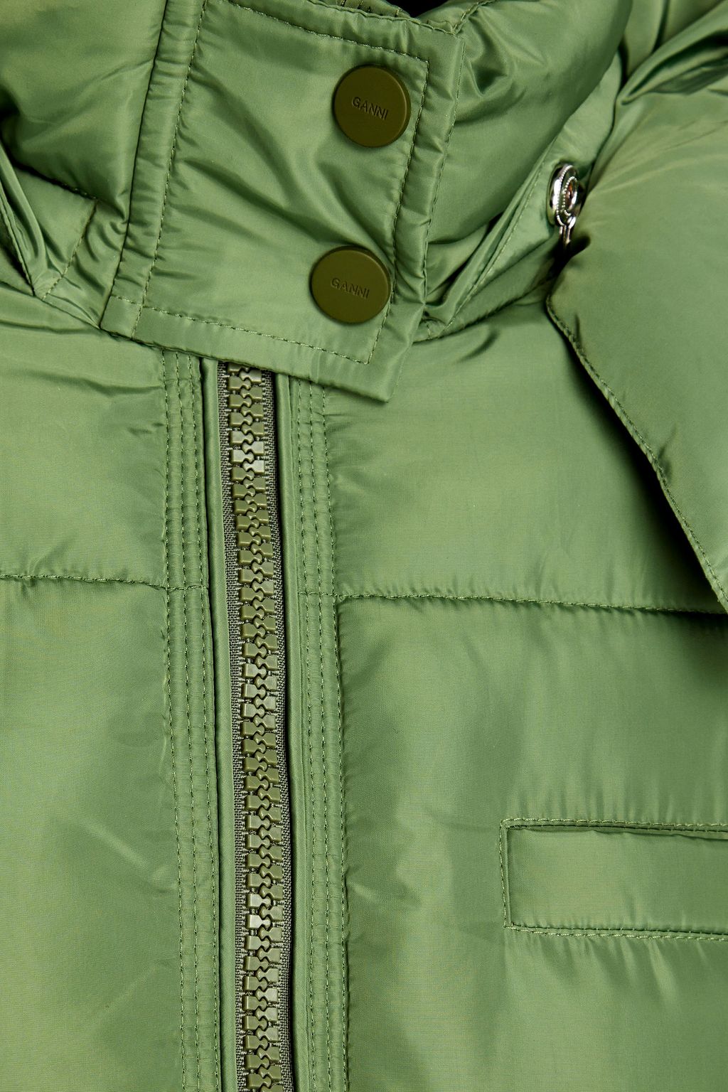 GANNI Quilted shell hooded coat