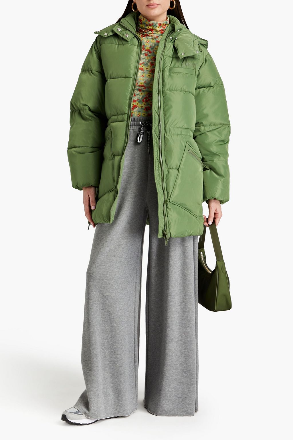 GANNI Quilted shell hooded coat