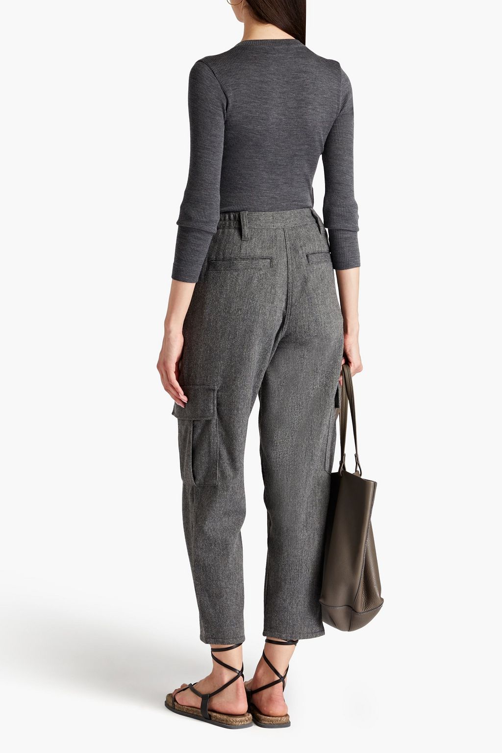 BRUNELLO CUCINELLI Bead-embellished ribbed wool top