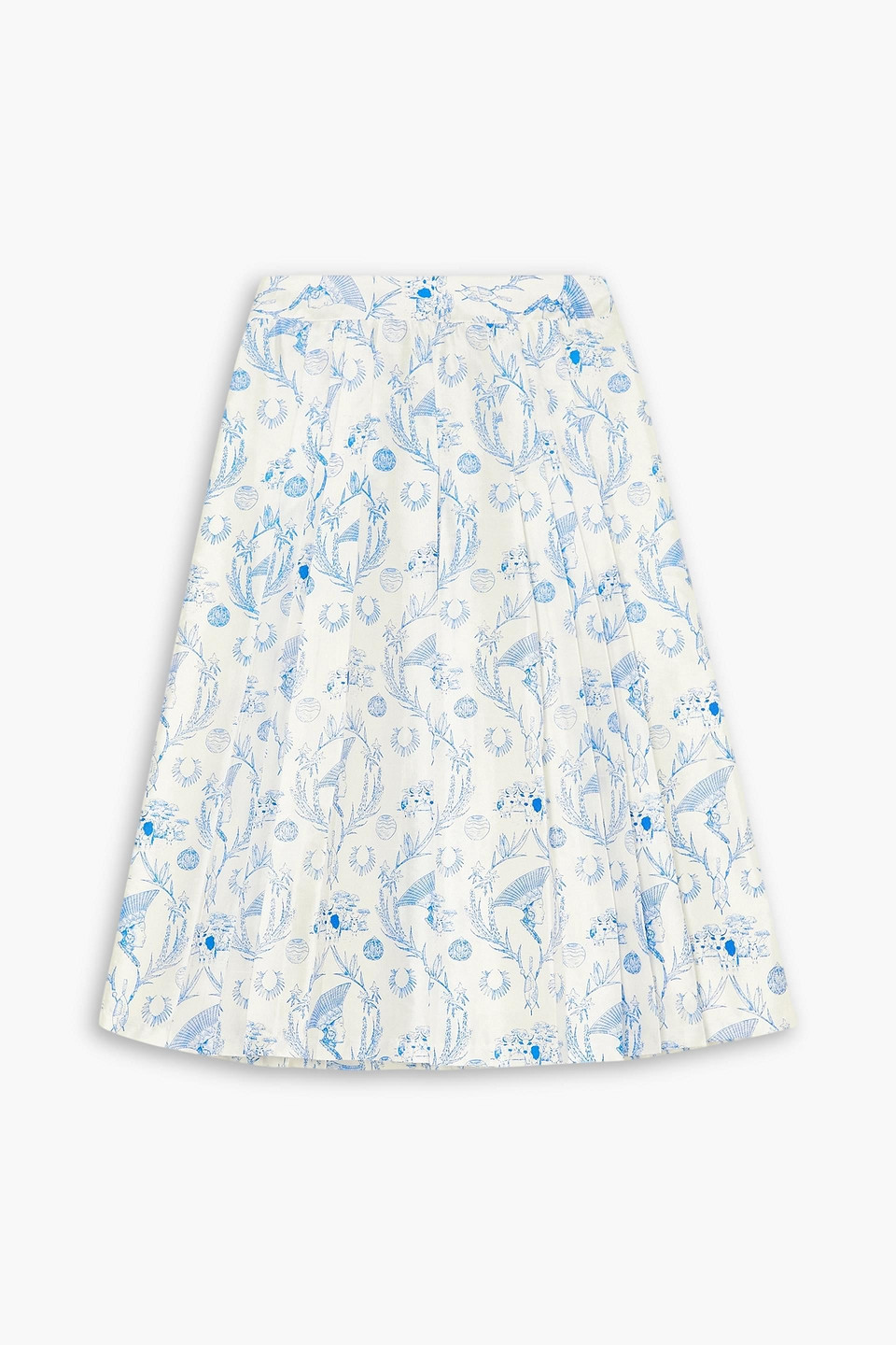 Printed silk-shantung skirt