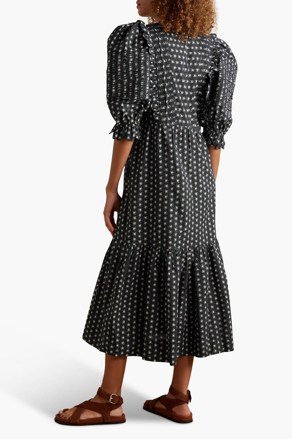 SEA Pascala scalloped floralprint cottonpoplin midi dress THE