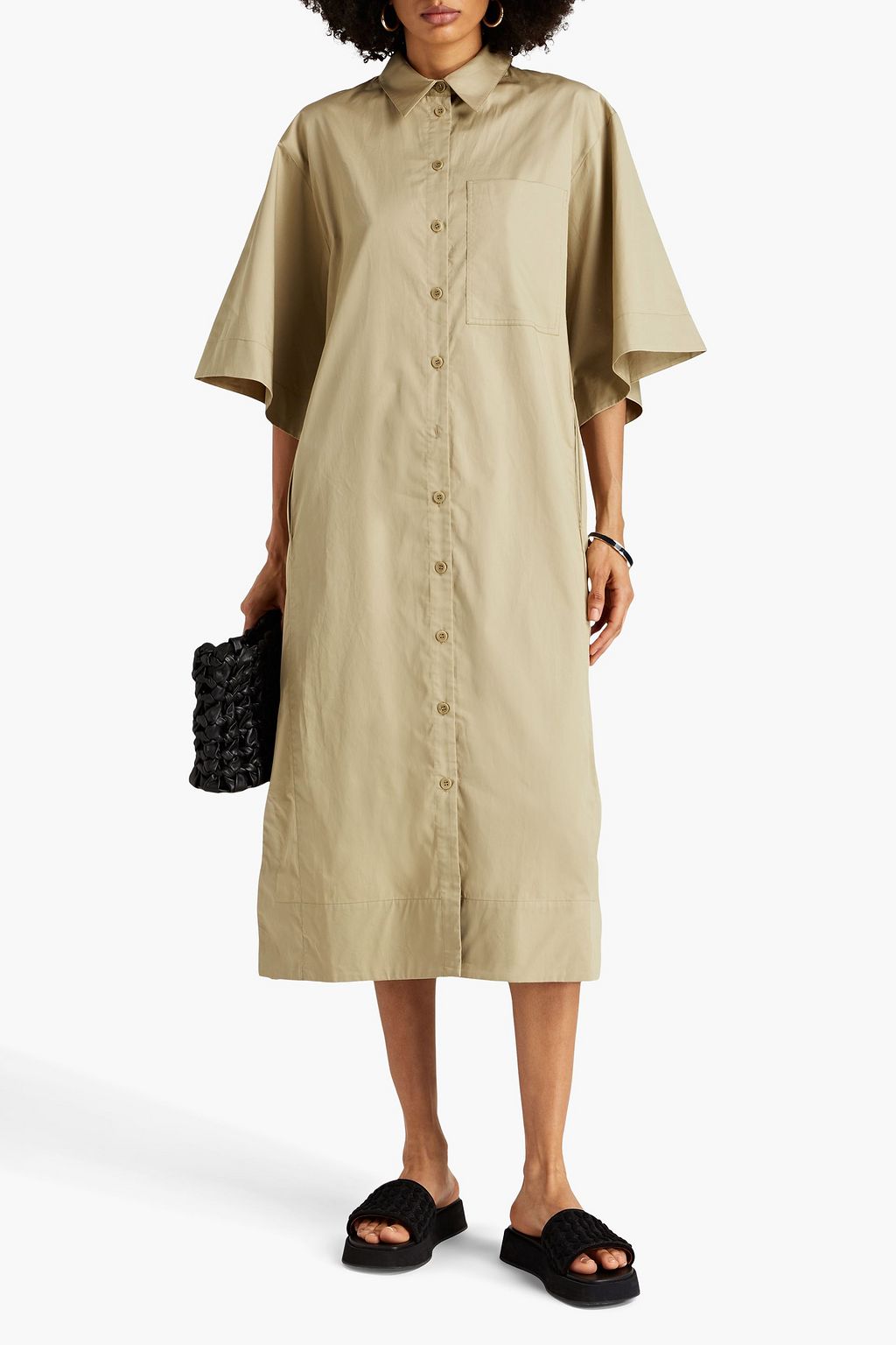 TIBI コットンポプリン シャツワンピース