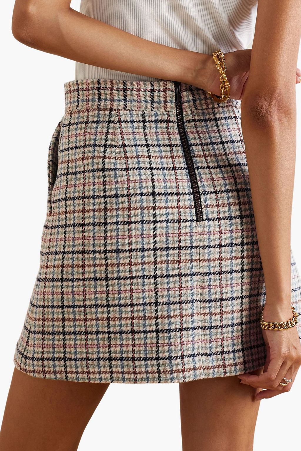 SEE BY CHLOÉ Checked wool-blend tweed mini skirt