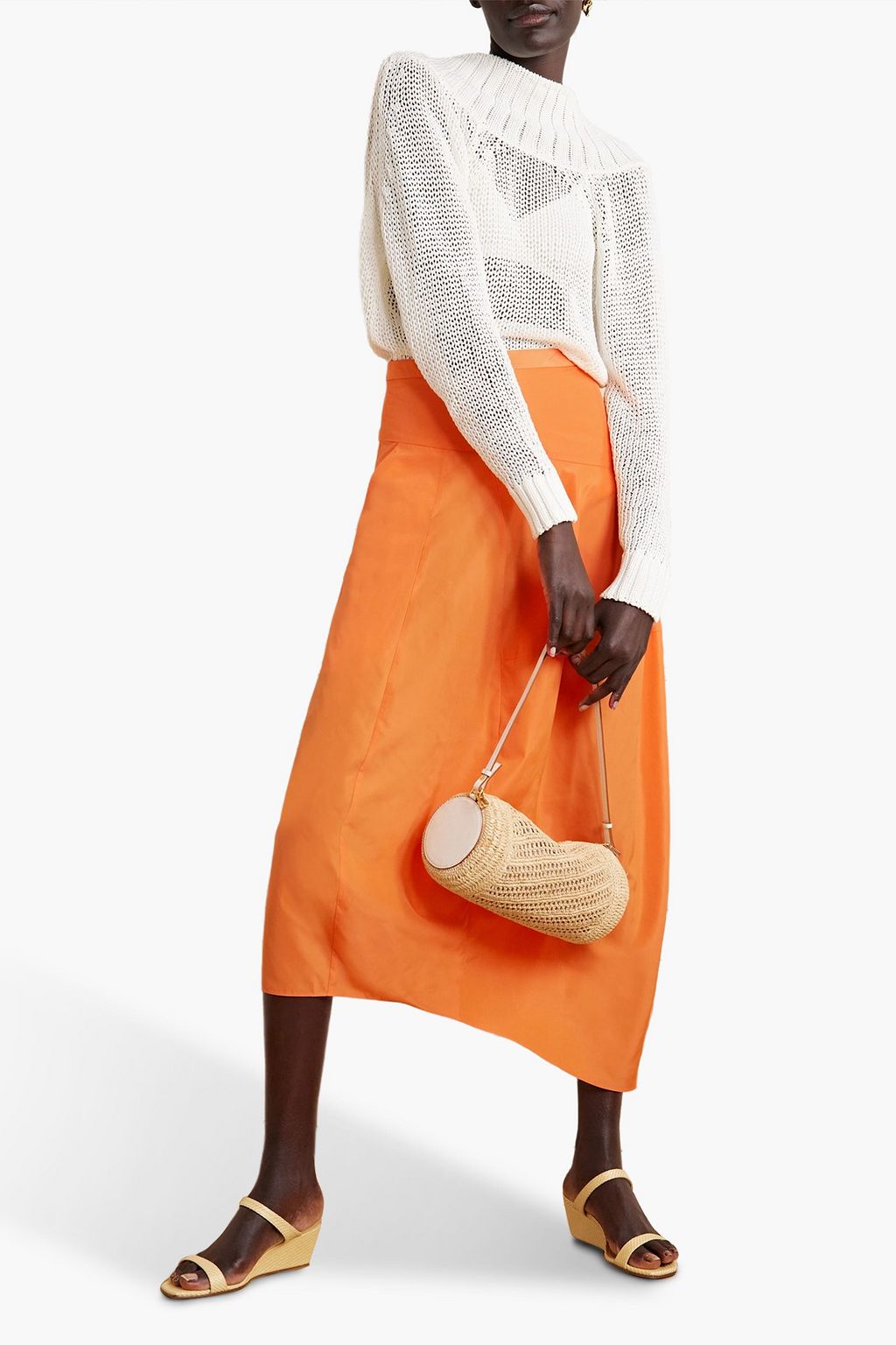TIBI Asymmetric shell midi skirt