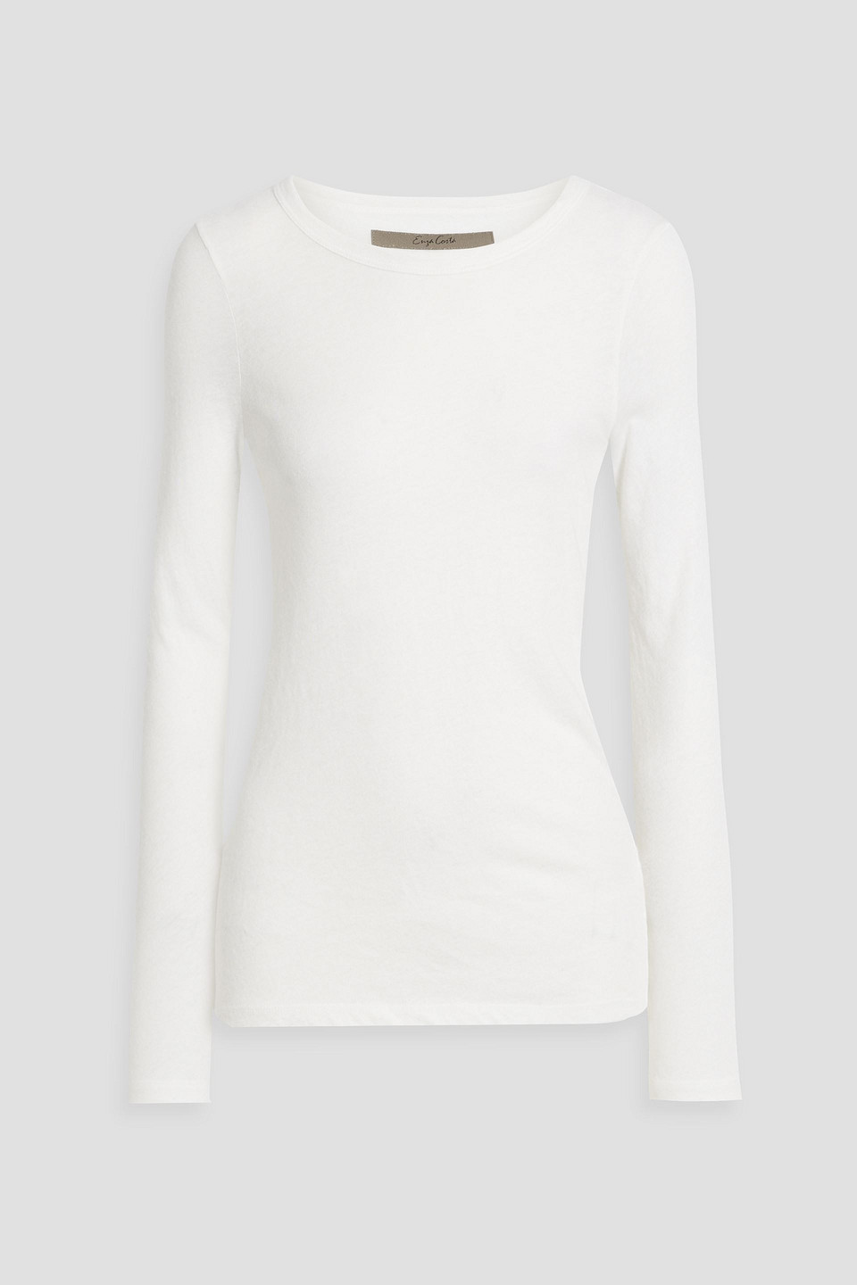 ENZA COSTA COTTON AND CASHMERE-BLEND JERSEY TOP