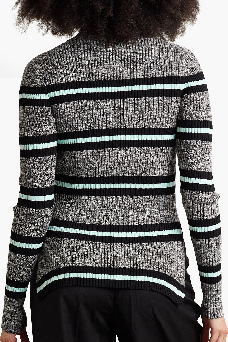  Proenza Schouler Pswl - Gestreifter Rollkragenpullover Aus Rippstrick - Grau - S 