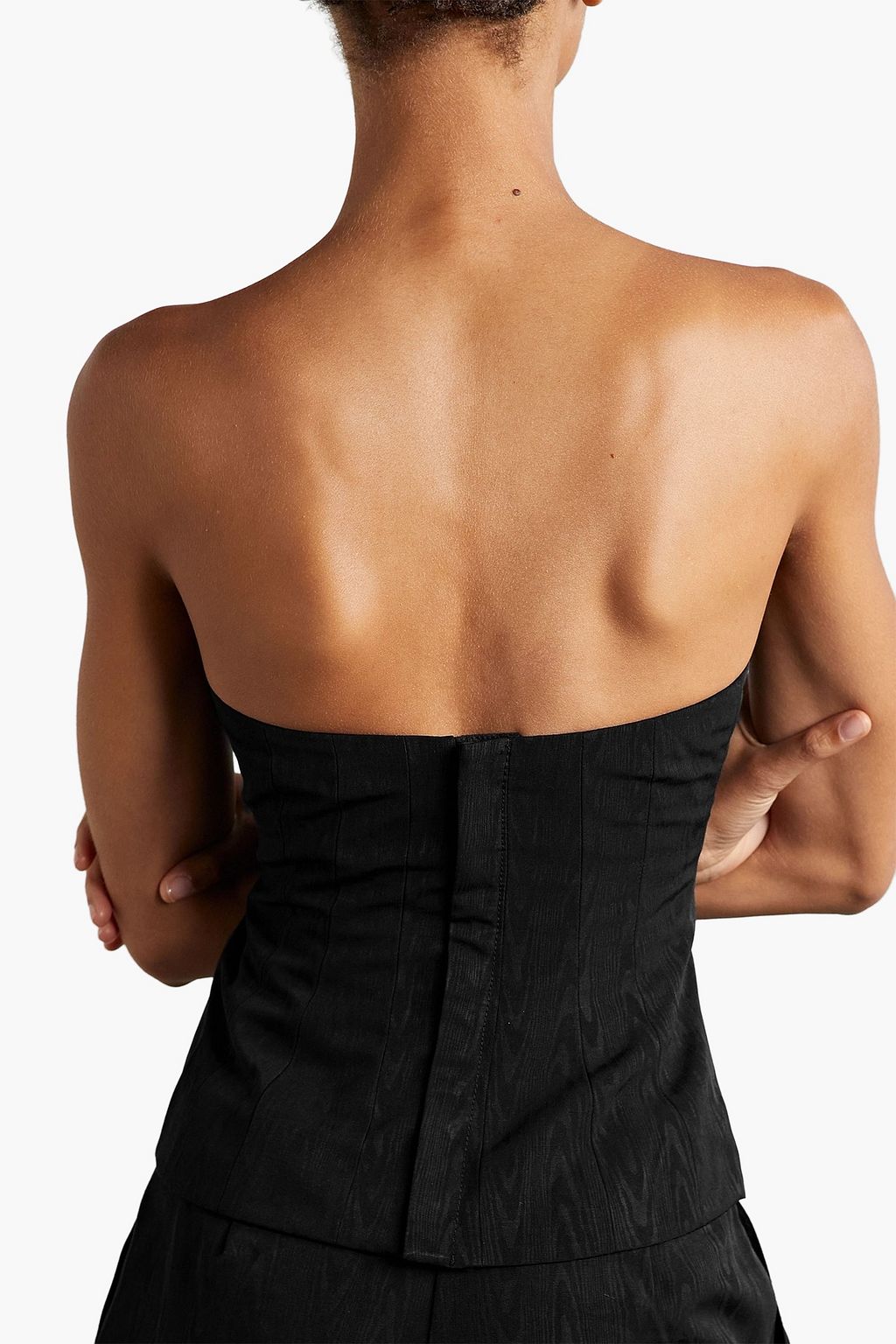 STAUD Strapless moire top