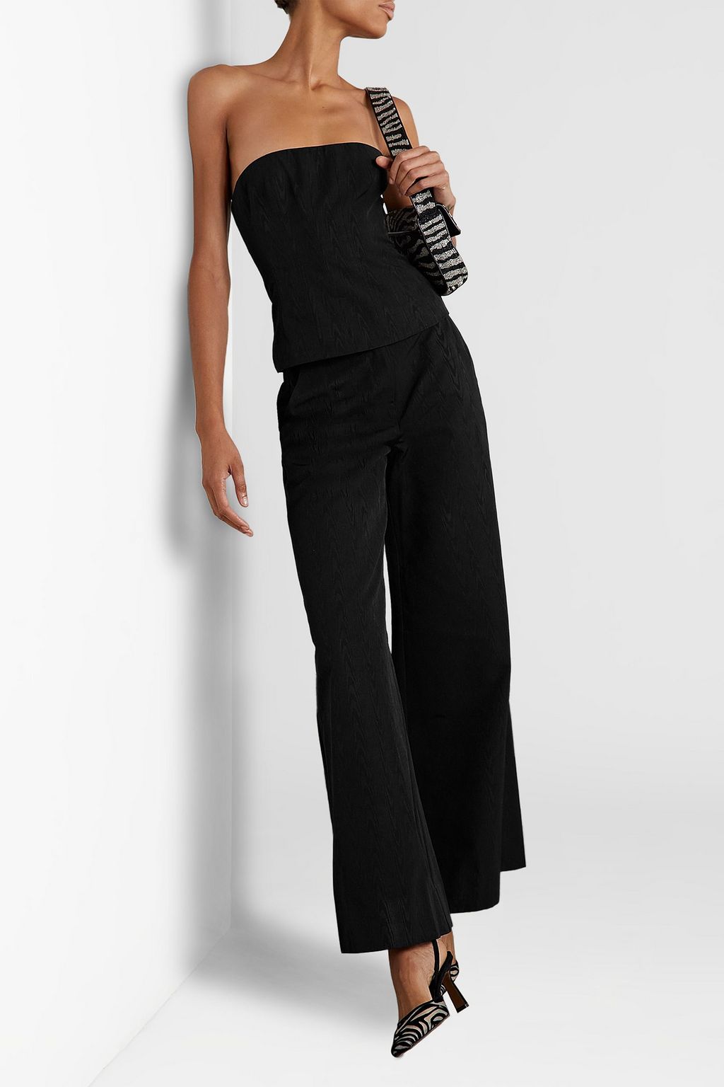 STAUD Strapless moire top