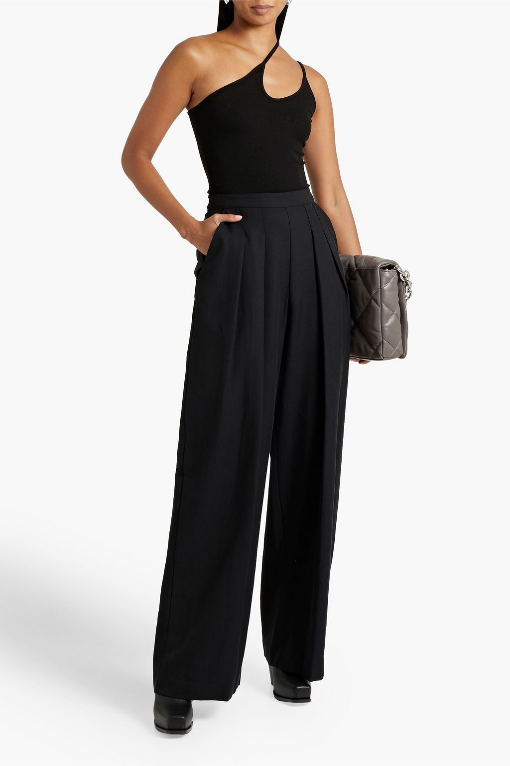 ENZA COSTA TENCEL™, linen and cotton-blend wide-leg pants