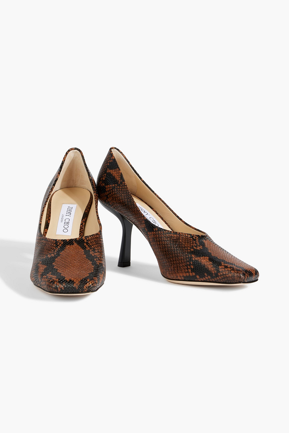 Jimmy Choo Marcela 85 Snake-effect Leather Pups In Tan