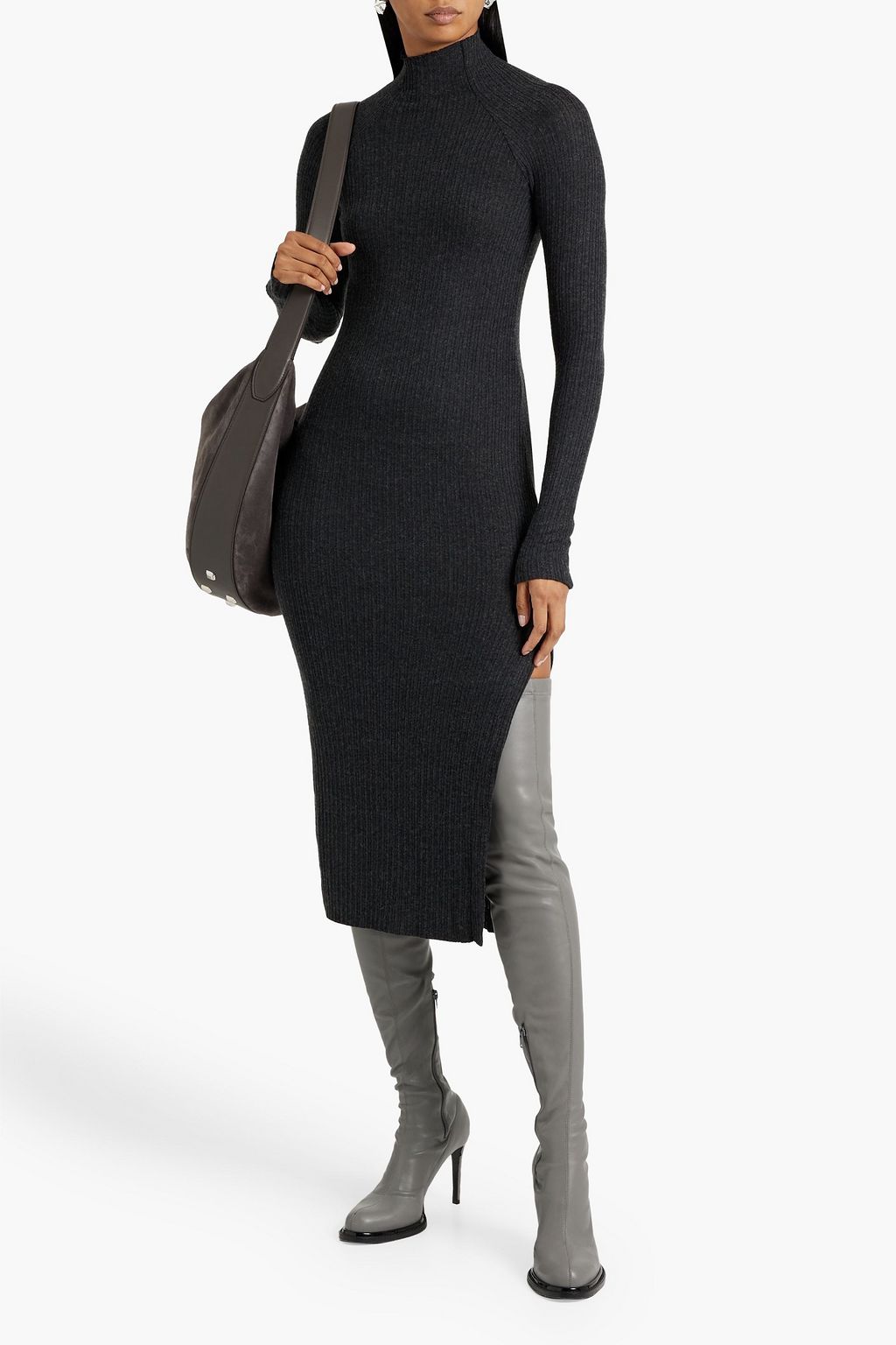 ENZA COSTA Ribbed modal-blend midi dress