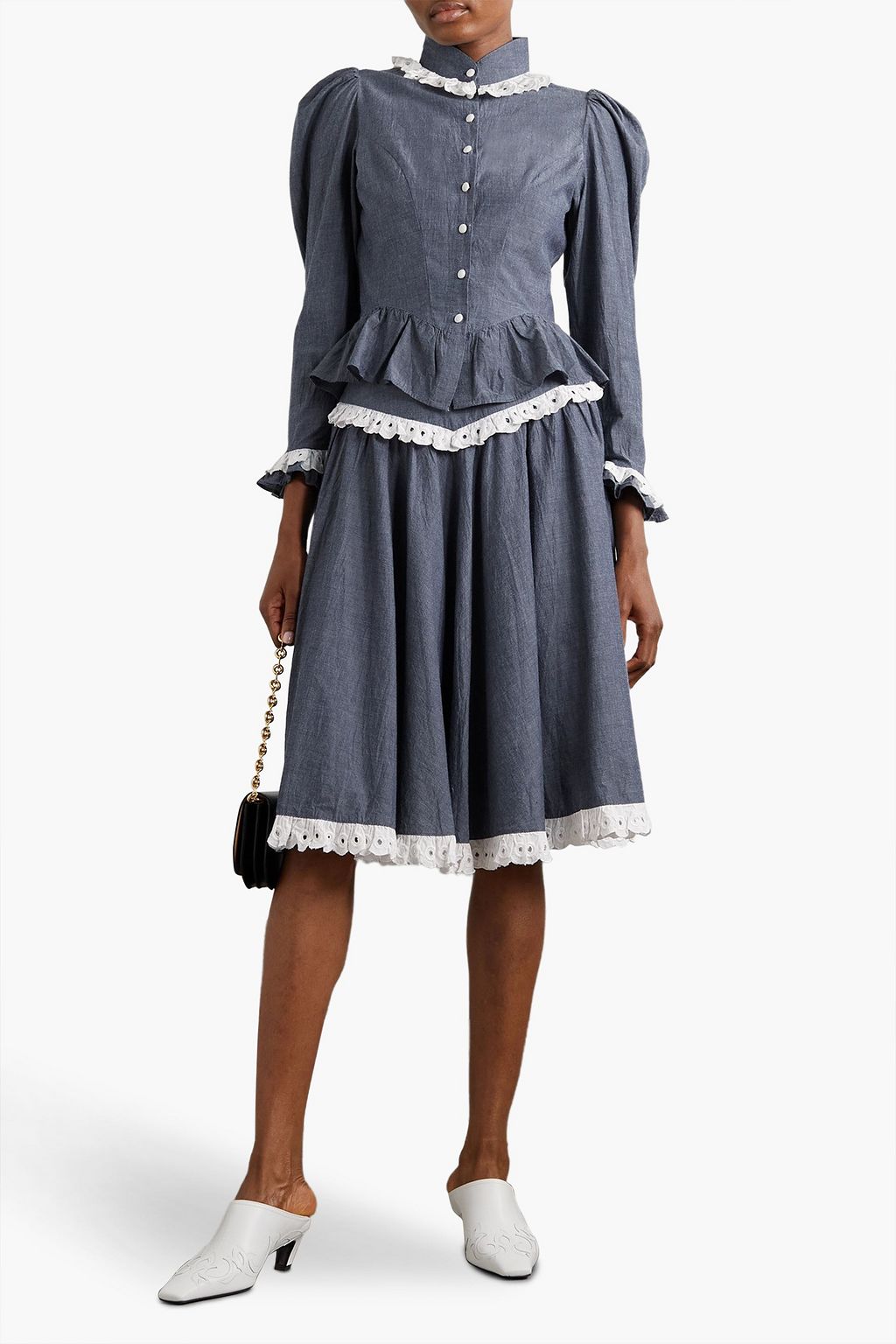 BATSHEVA Grace ruffled broderie anglaise cotton blouse