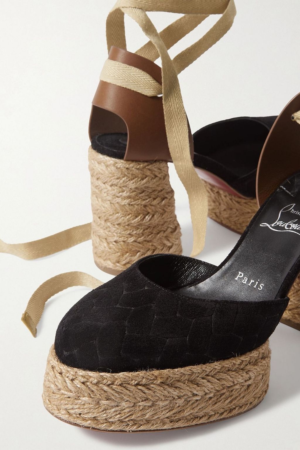 CHRISTIAN LOUBOUTIN Brigissima 70 suede and leather platform espadrilles