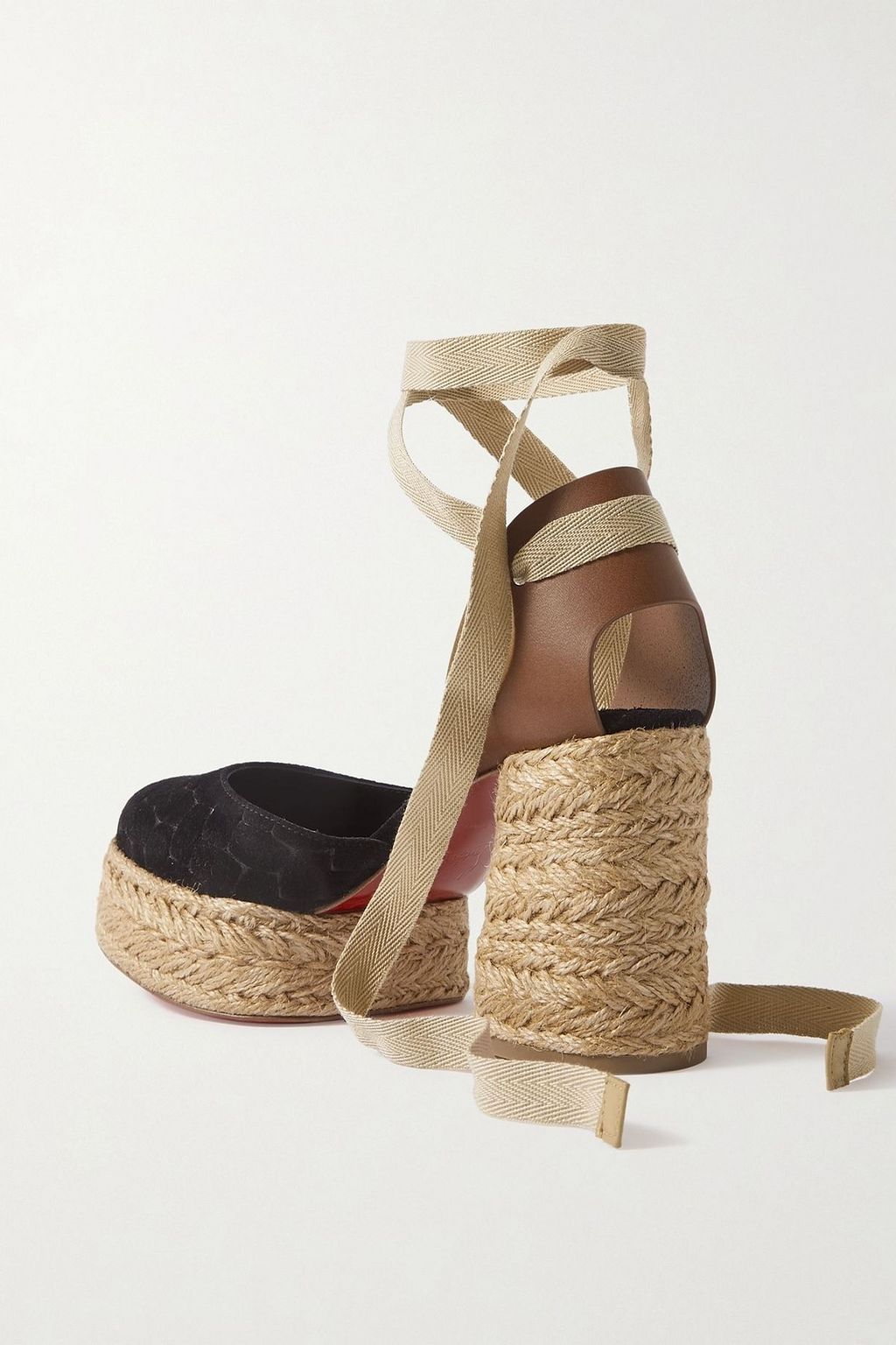CHRISTIAN LOUBOUTIN Brigissima 70 suede and leather platform espadrilles