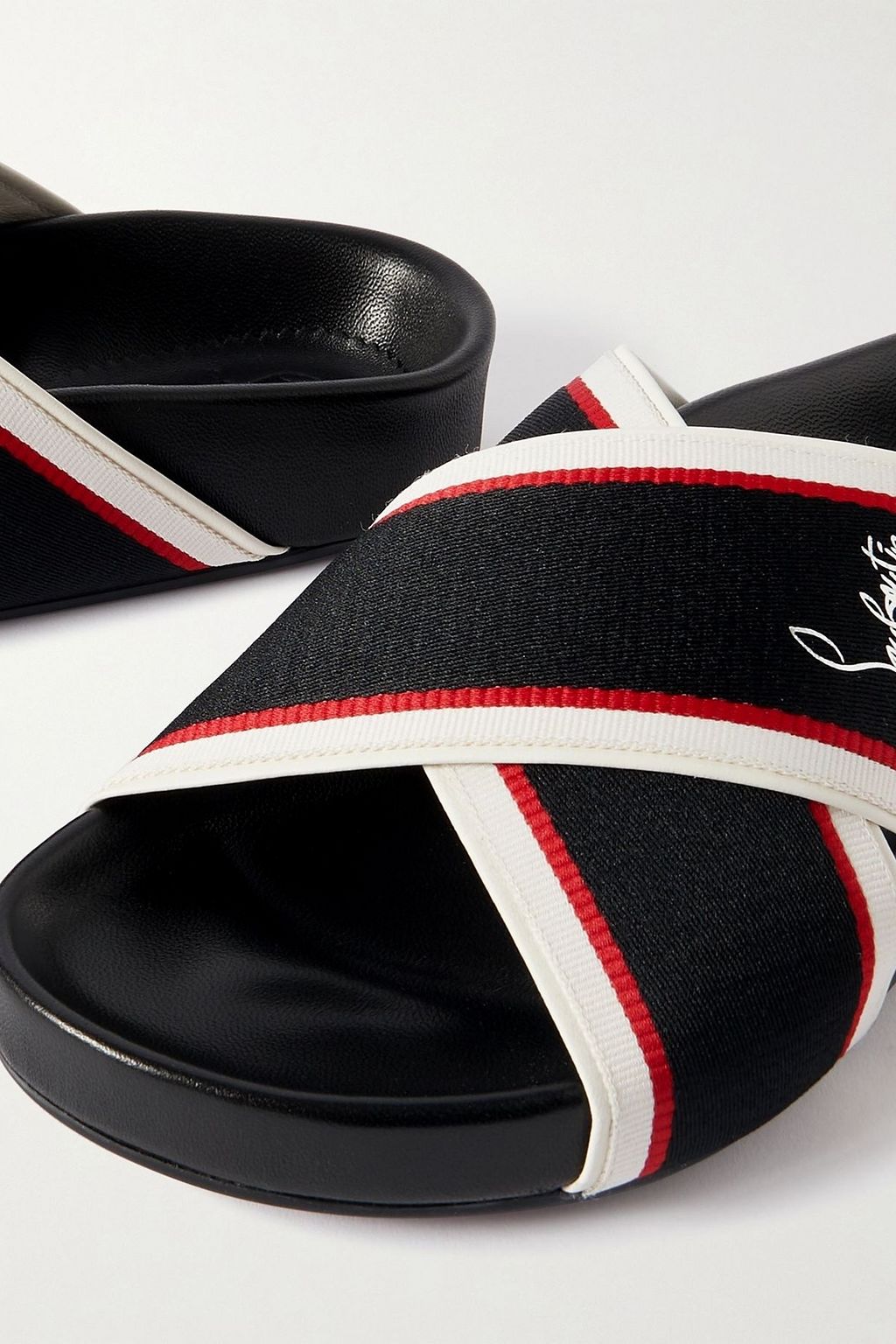 CHRISTIAN LOUBOUTIN Hot Cross Bizz striped grosgrain slides