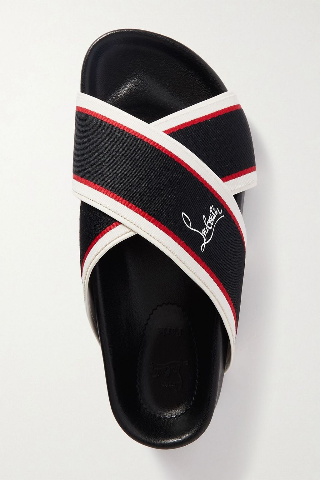 CHRISTIAN LOUBOUTIN Hot Cross Bizz striped grosgrain slides