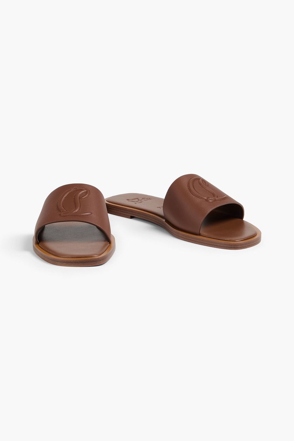 CHRISTIAN LOUBOUTIN CL logo-embossed leather slides