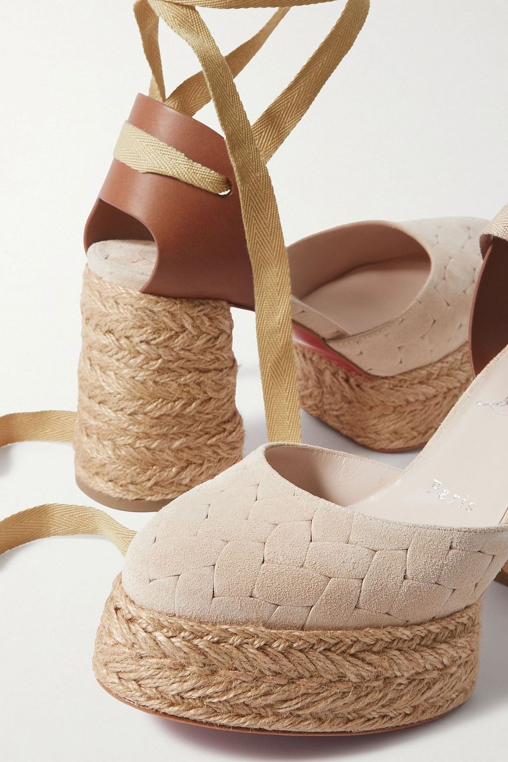 CHRISTIAN LOUBOUTIN Brigissima 70 suede and leather platform espadrilles