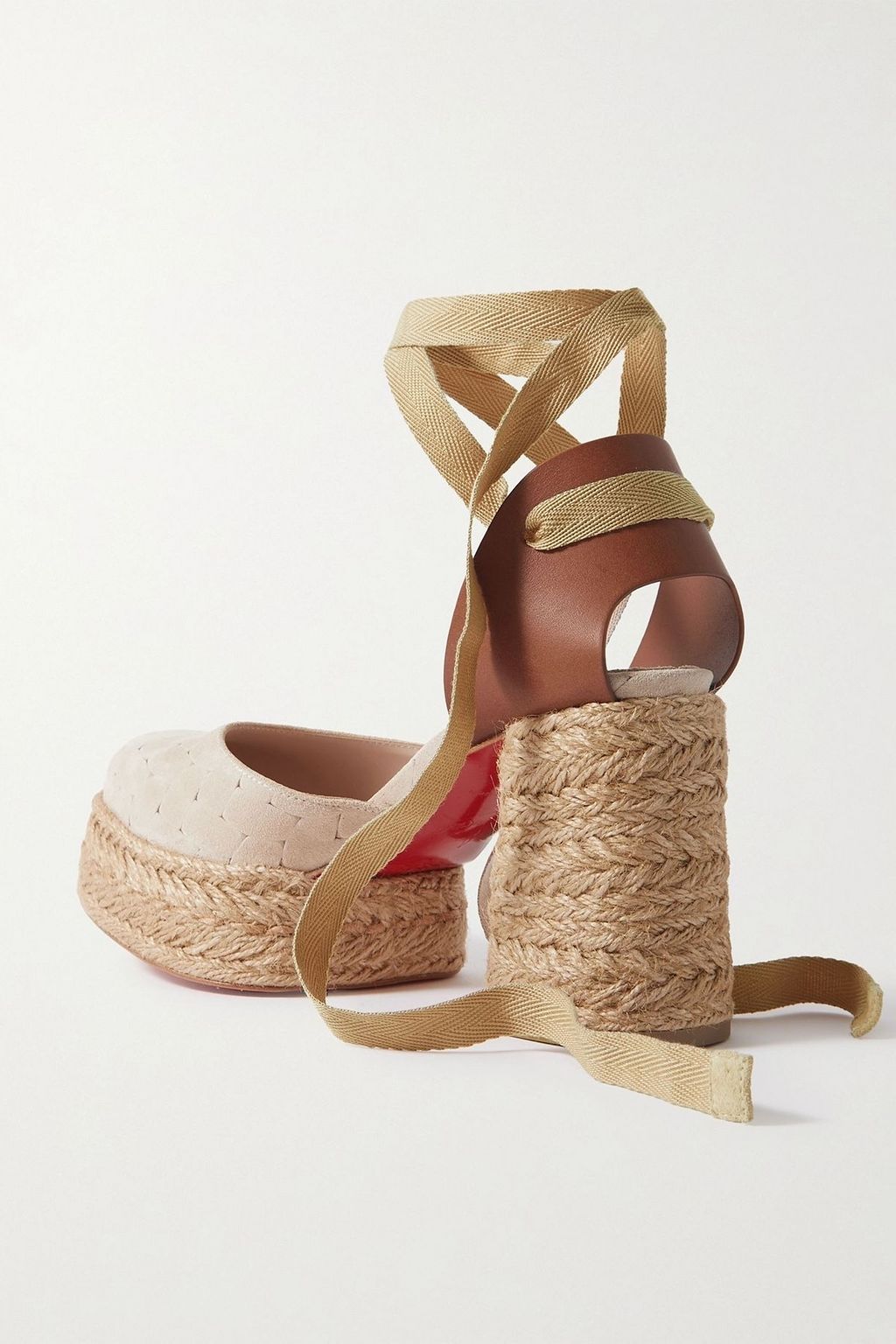 CHRISTIAN LOUBOUTIN Brigissima 70 suede and leather platform espadrilles