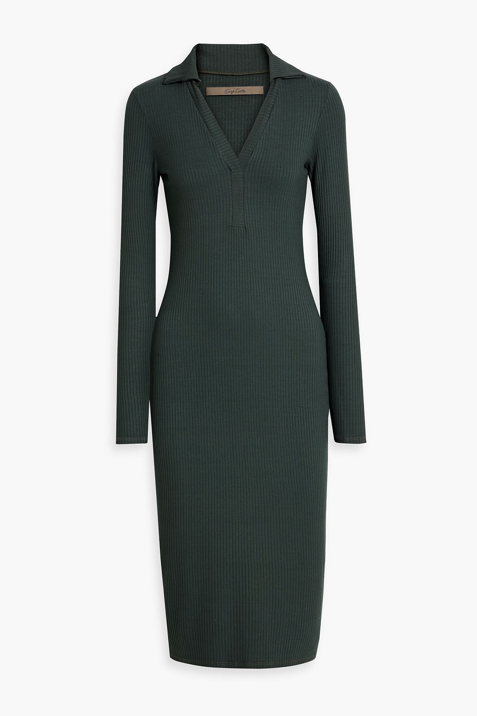 Enza Costa Ribbed-knit Midi Dress In Forest Green