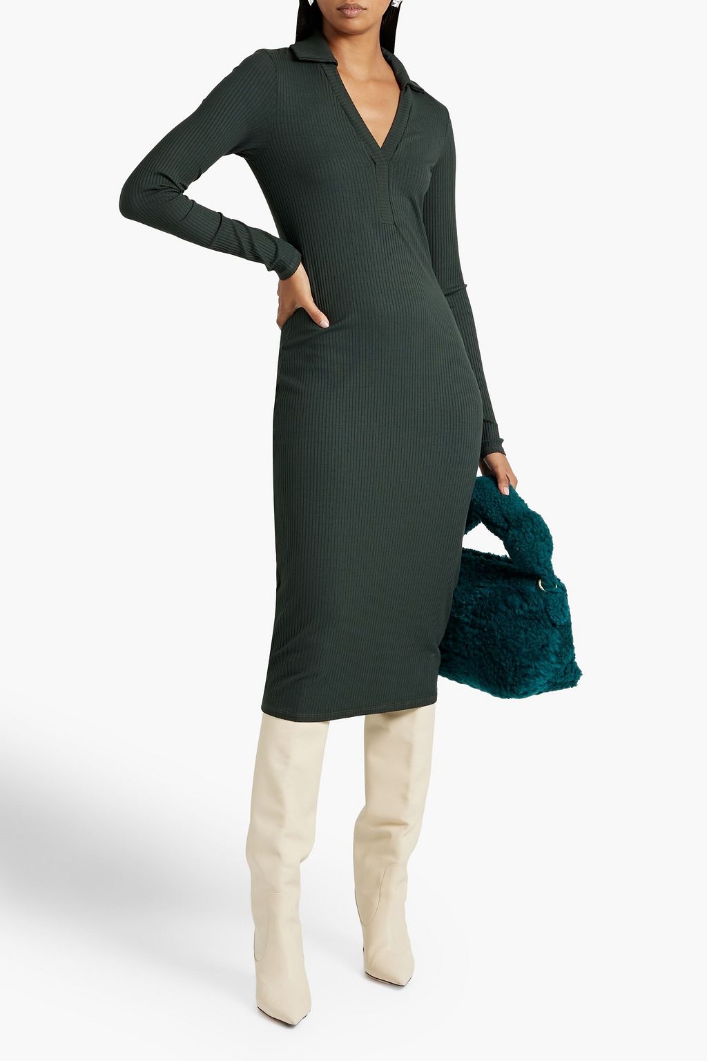 ENZA COSTA Ribbed jersey midi dress