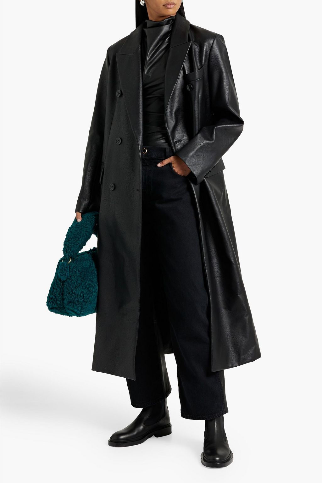 STAND STUDIO Raquel double-breasted faux leather coat