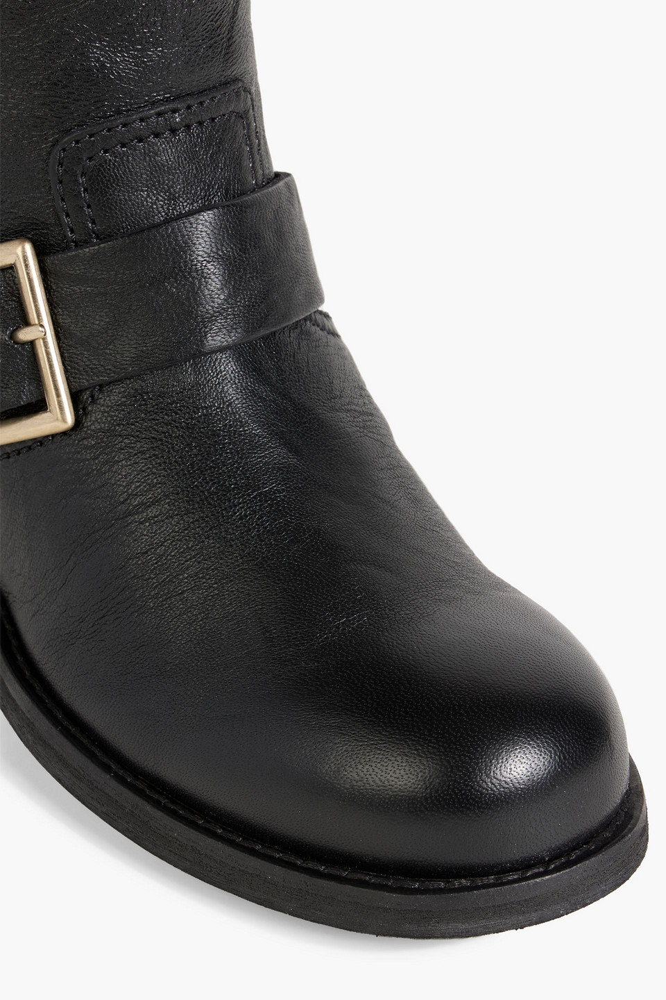 JIMMY CHOO BIKER BUCKLED TEXTURED-LEATHER BOOTS