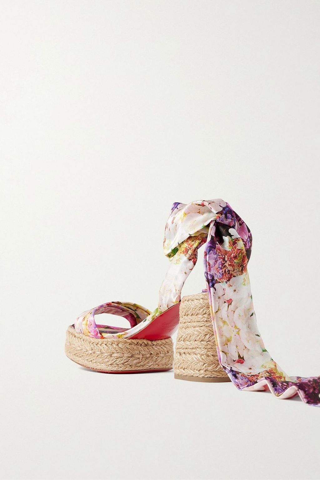 CHRISTIAN LOUBOUTIN Mariza du Desert 95 floral-print satin espadrille platform sandals