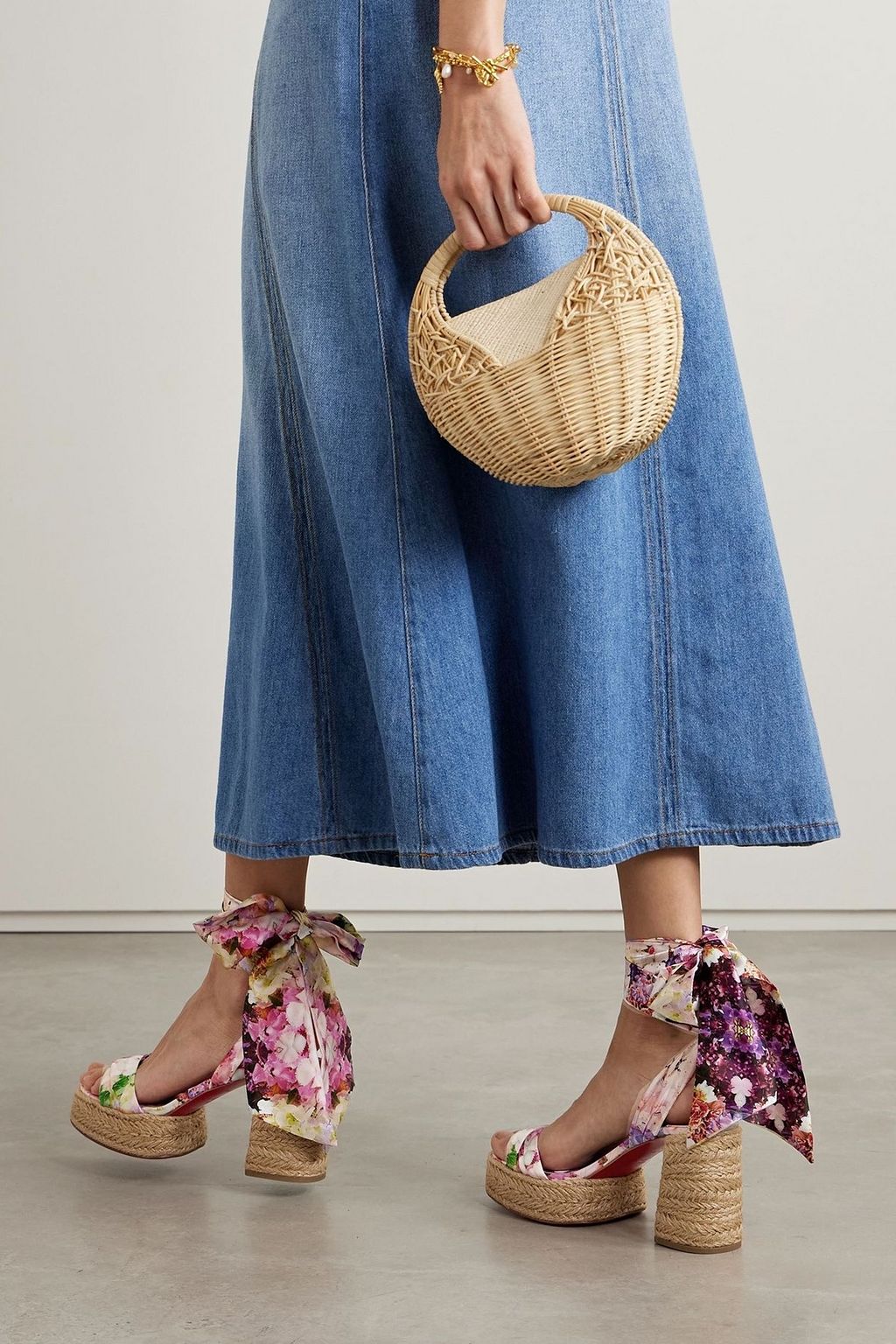 CHRISTIAN LOUBOUTIN Mariza du Desert 95 floral-print satin espadrille platform sandals
