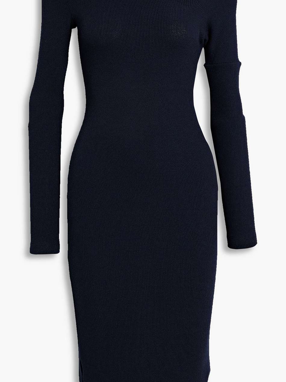 one-shoulder ribbed jersey midi dress
