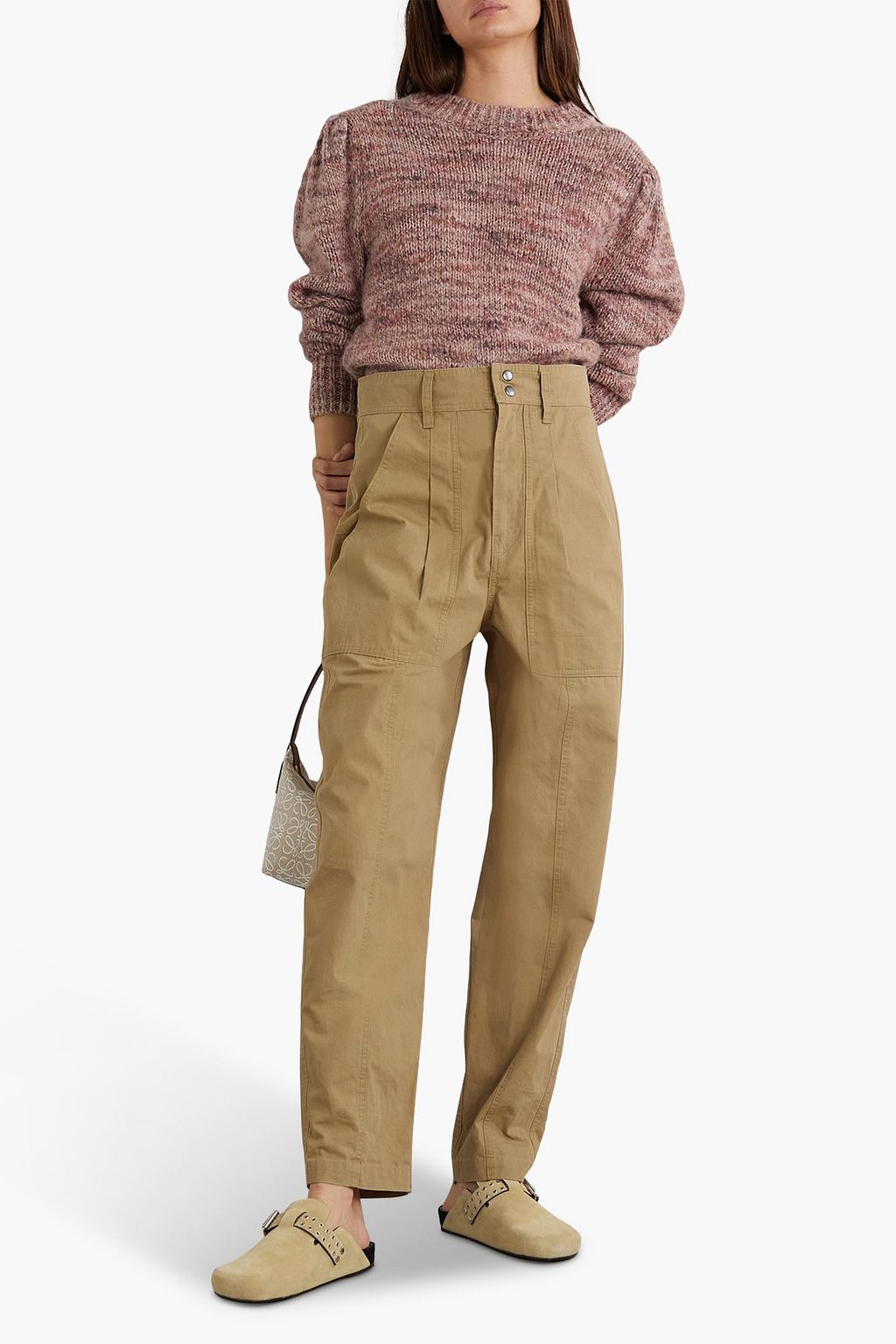 MARANT ÉTOILE Pleated cotton-canvas tapered pants