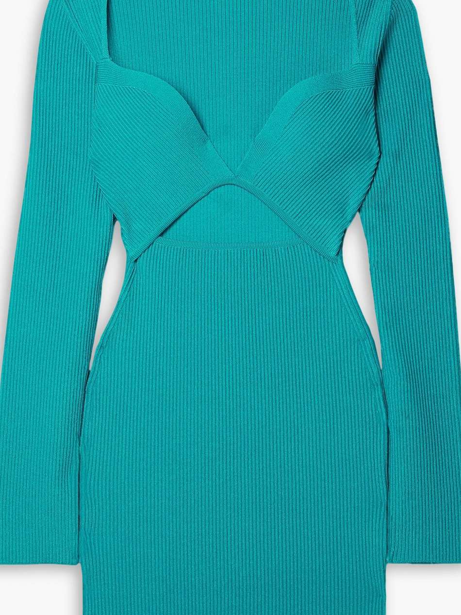 cutout ribbed-knit mini dress