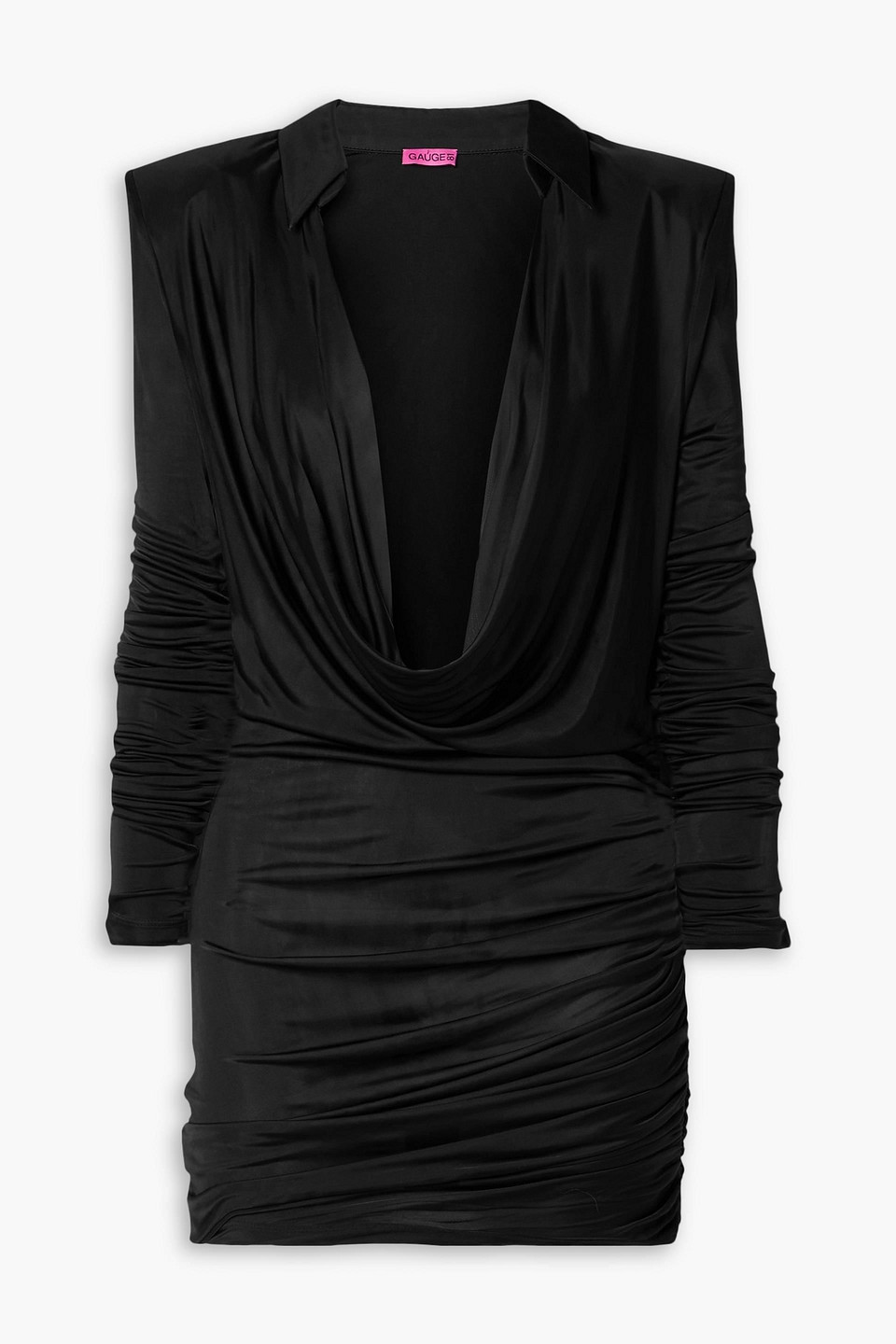 Shop Gauge81 Utena Draped Stretch-jersey Mini Dress In Black