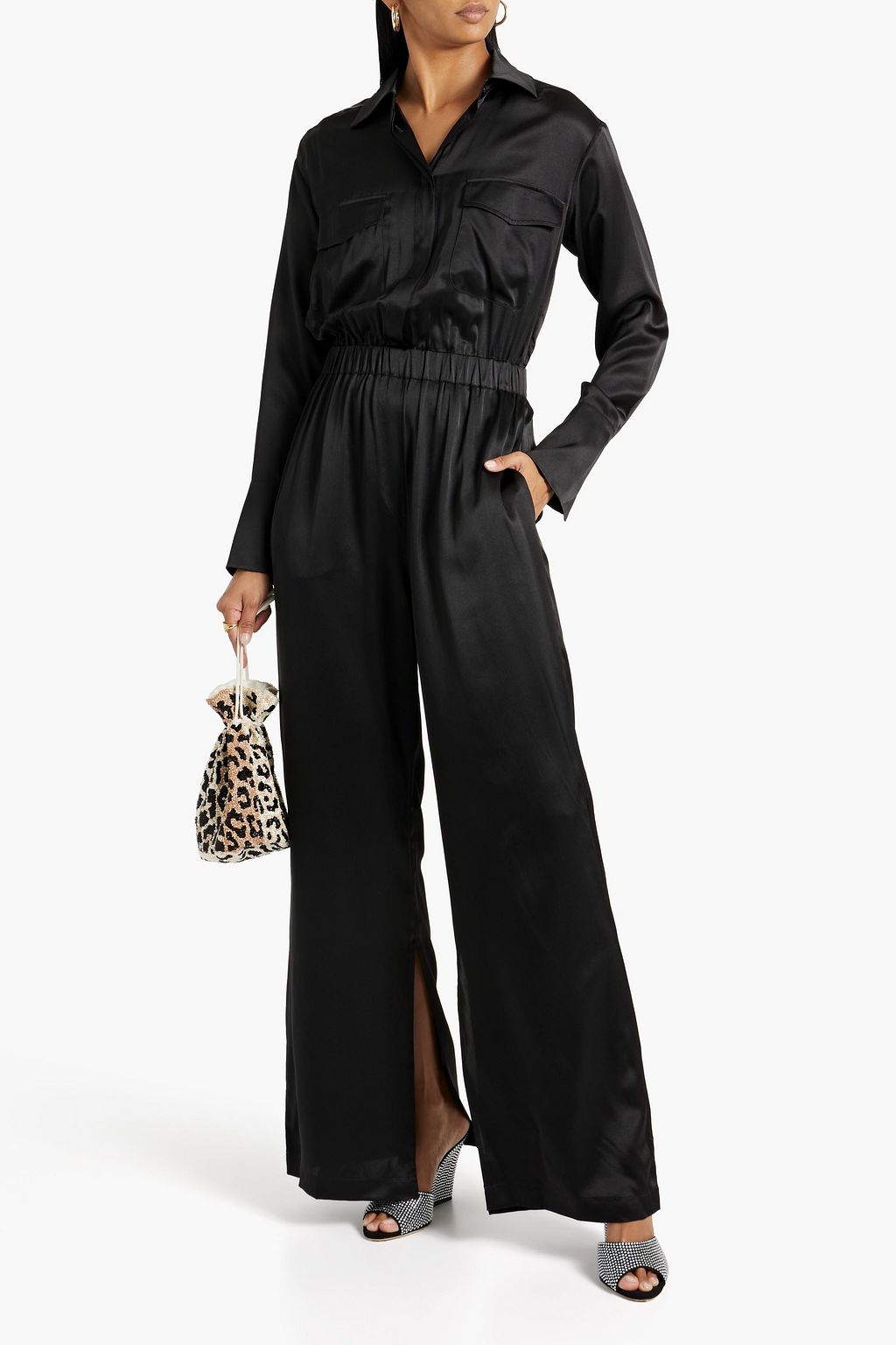 NICHOLAS Silk-satin wide-leg jumpsuit
