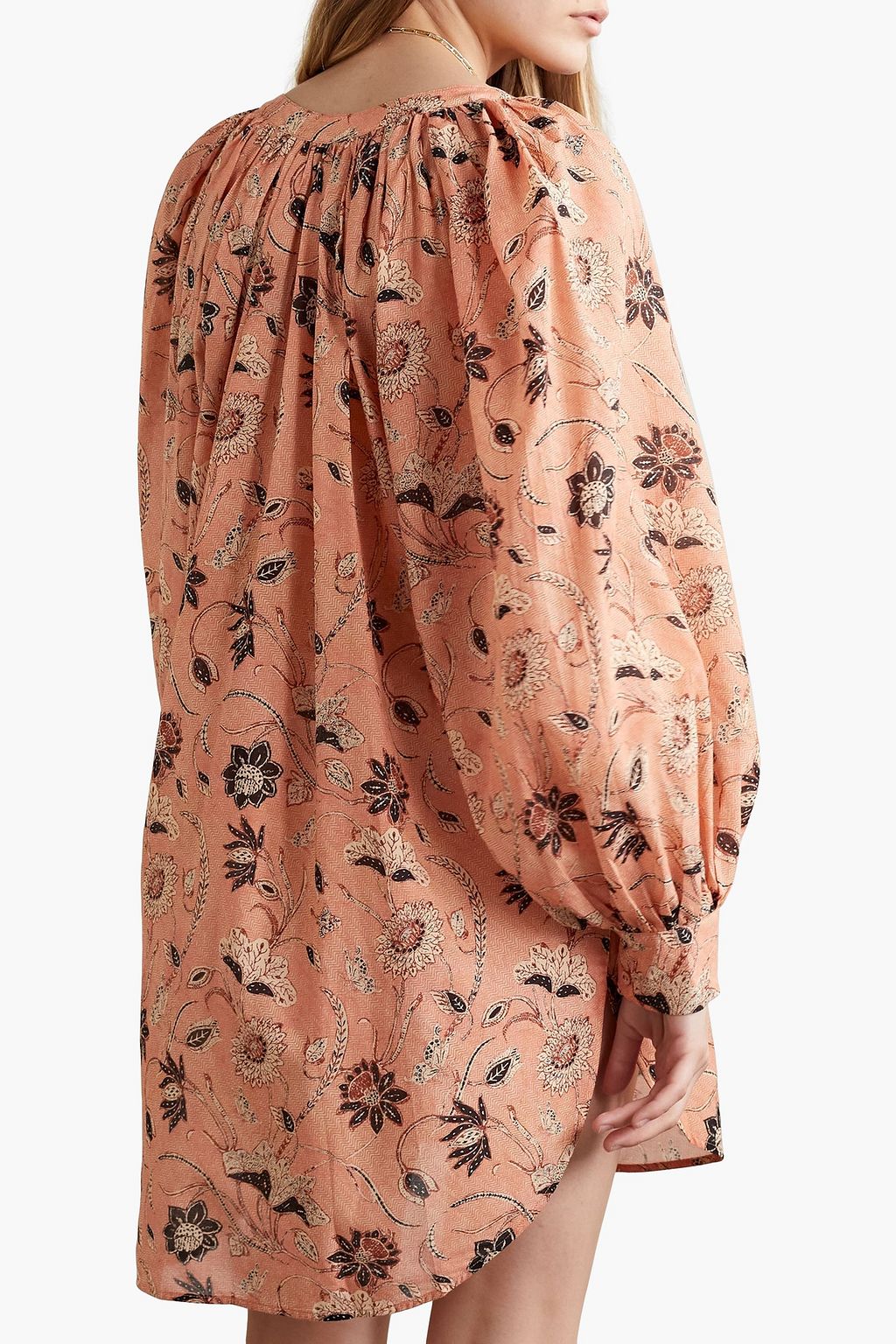 ULLA JOHNSON Biarritz floral-print cotton-blend voile tunic